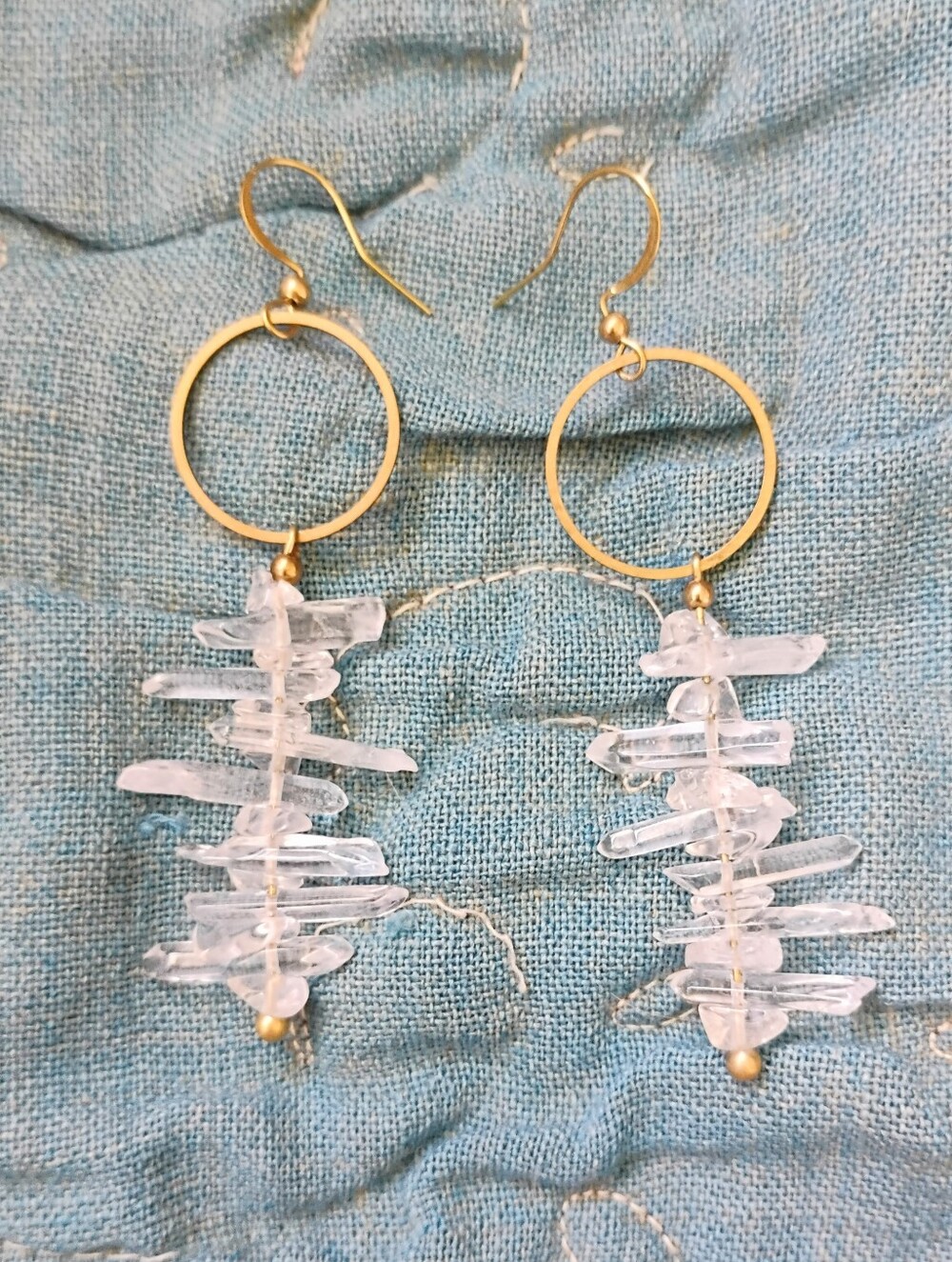 XL 'Stacked' Quartz Point Handmade Statement Earrings